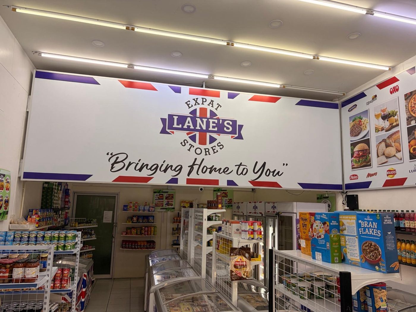 Lane's Expat Stores shop interior in Pattaya, selling expat foods and British foods in Thailand