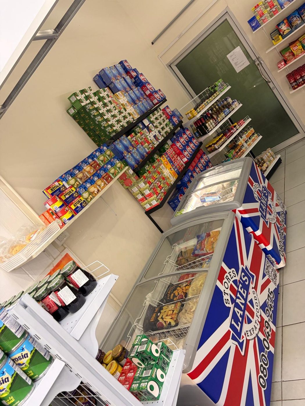 Union Jack freezers and shelves of imported British foods