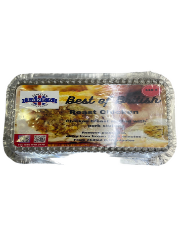 Roast chicken stuffed with pork stuffing