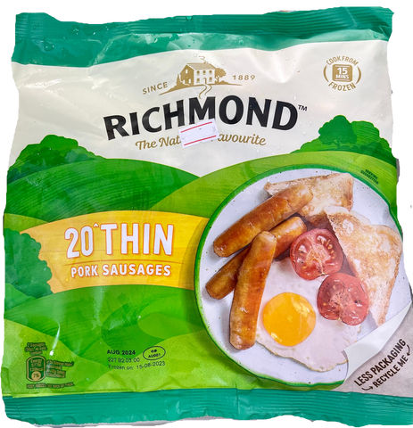 Richmond 20ok thin pork sausage