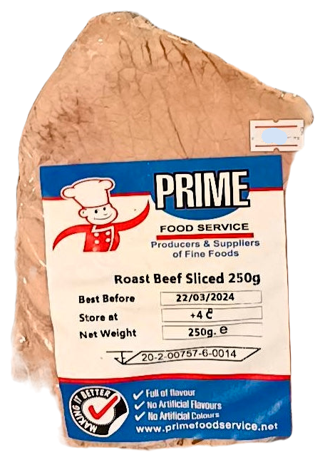 Roast beef slices 250g