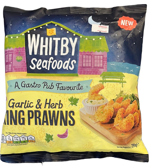Whitby seafoods garlic and herb king prawns