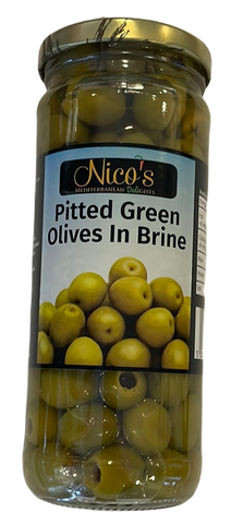 Pitted green olives in brine